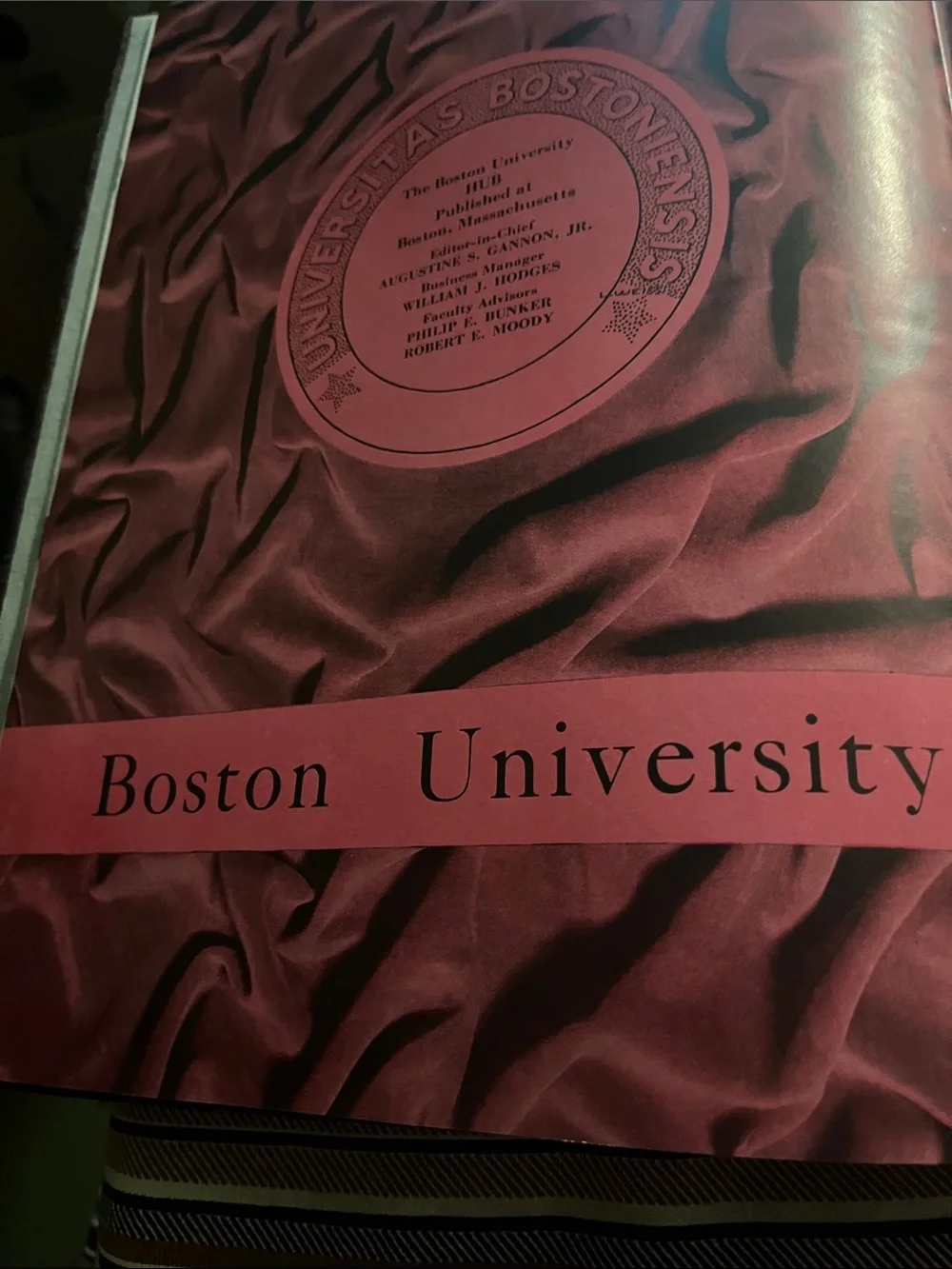 Embossed Brown Hub Boston University 1943
